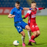 Matěj Chaluš v únorovém duelu s Pardubicemi, v němž Slovan zvítězil vysoko 4:1. Foto: fcslovanliberec.cz